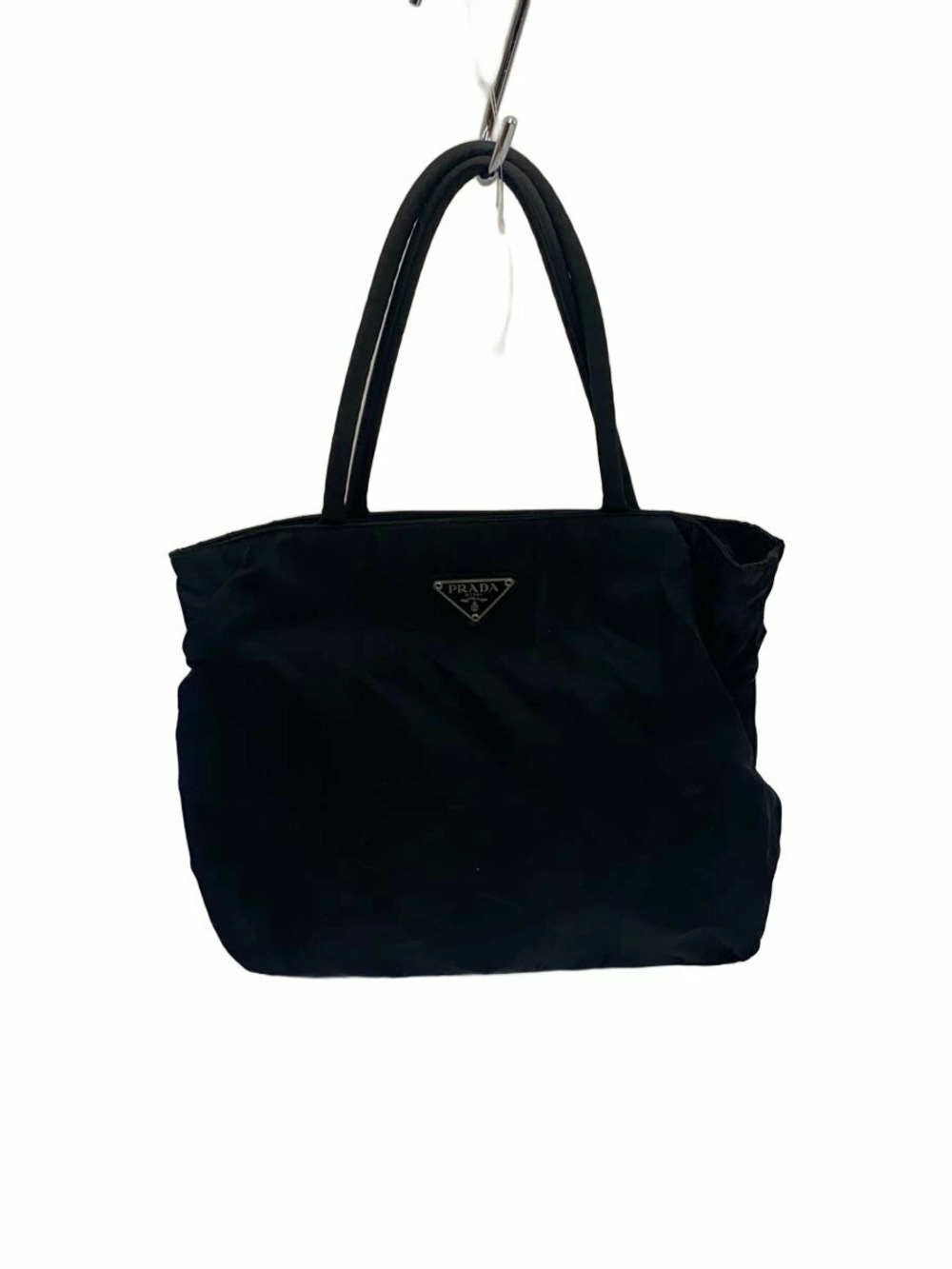 Prada Tessuto handbag iconic enameled triangle logo Black